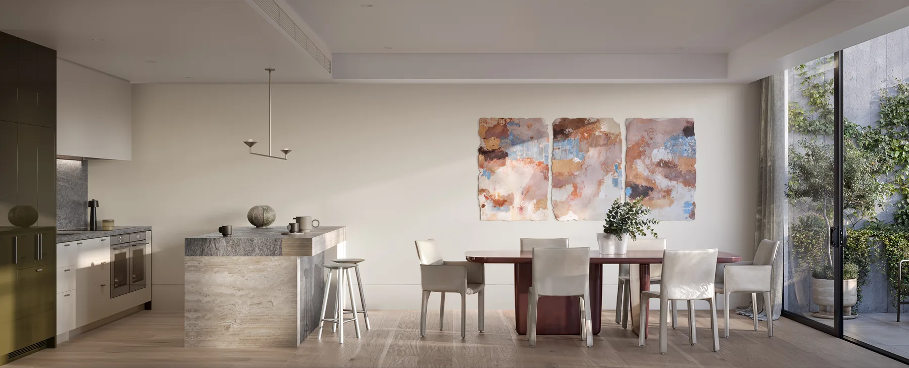Saint David kitchen and dining render